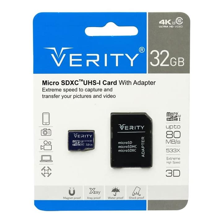 کارت حافظه VERITY 32G SD کلاس 10 سرعت 95MB/s