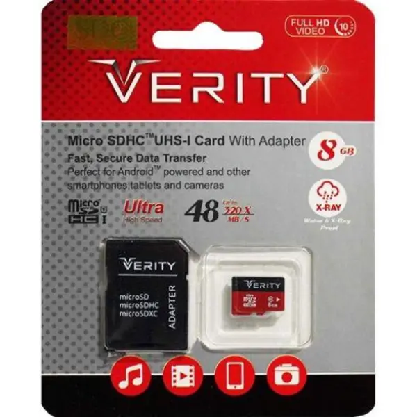 کارت حافظه میکرو اس دی ویرایتی 8گیگابایت کلاس 10 بدون خشاب Verity MicroSD Card 8GB Class 10 کارت حافظه میکرو اس دی ویرایتی 8گیگابایت کلاس 10 بدون خشاب - 2