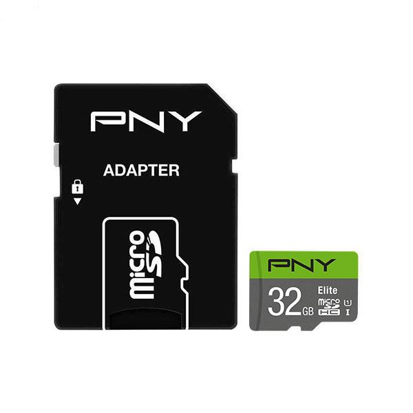کارت حافظه microSDHC پی ان وای مدل Elite کلاس 10 استاندارد UHS-I U1 سرعت 100MBs ظرفیت 32 گیگابایت به همراه آداپتور SD PNY microSDHC Elite - 32GB P--SDU32GU185GW-GE
