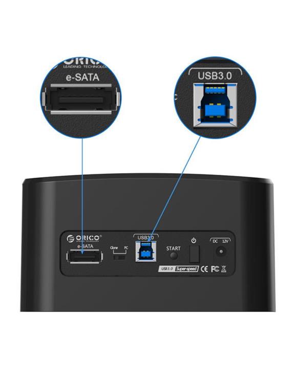 Orico SATA to USB3.0 and eSATA External Hard Drive Dock for 2.5/3.5inch HDD/SSD with 1 to 1 Clone