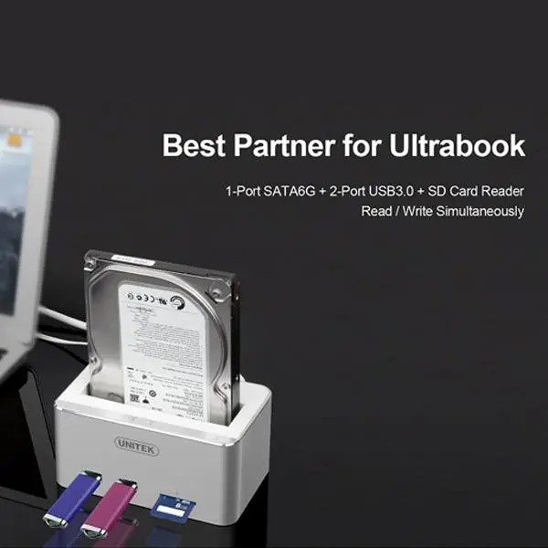 داک هارد دیسک و هاب USB 3.0 یونیتک مدل Y-1092 Unitek Y-1092 USB 3.0 Hard Disk Dock With Hub
