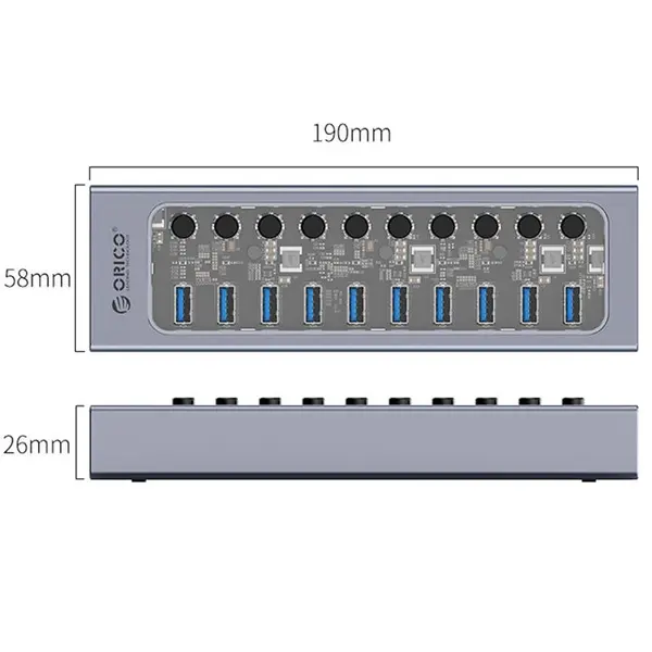 هاب 10پورت USB3.0 کلیددار ORICO AT2U3-10AB - 4