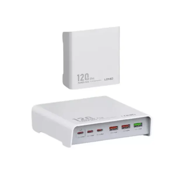 پاور هاب یو اس بی و تایپ سی سوپر فست شارژ 120 وات الدینیو LDNIO 120W Multi-ports Desktop Charging Station Q605
