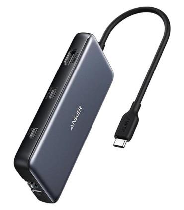 هاب 2 پورت Type C به USB 3.1 با یک پورت Type C و یک پورت HDMI و LAN و درگاه کارت حافظه با قابلیت PD انکر 555 A8383 ANKER 555 USB 3.1 Type C HUB, 2 Port With 1 HDMI Port1 Type C PortGigabit LANPower Deliv