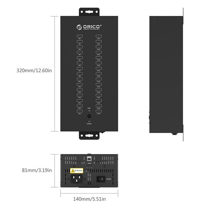 هاب یو اس بی و شارژر 30 پورت اوریکو مدل IH30P همراه آداپتور ORICO IH30P 30 Port USB 2.0 Charging Ports Hub With Adapter