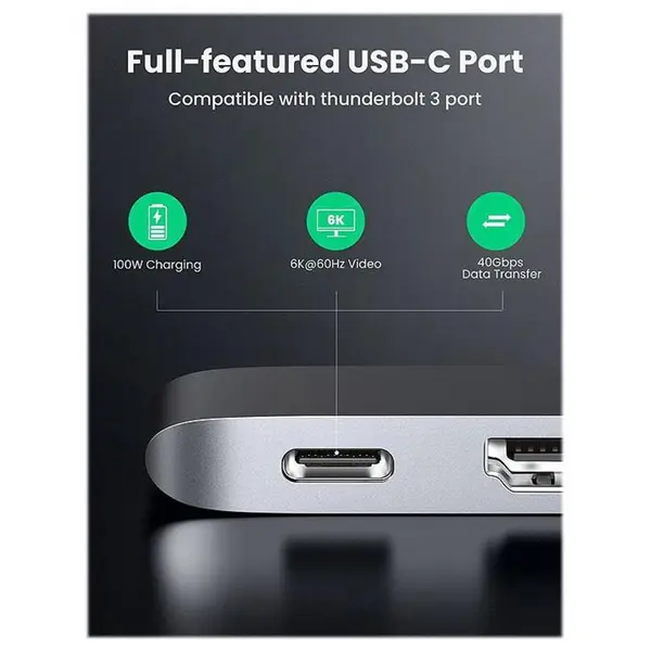 هاب 3 پورت Type C به USB 3.0 با یک پورت HDMI یوگرین 60559 CM251 Ugreen CM251 USB 3.0 Hub, 2 Port With 1 HDMI Port