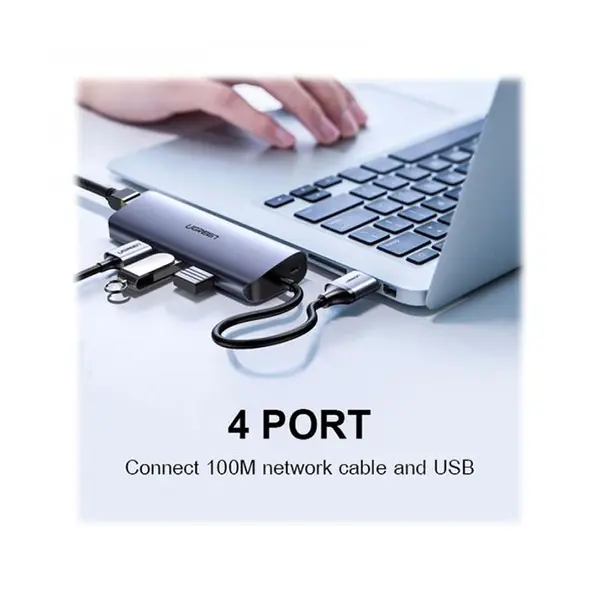 هاب 3 پورت USB 3.0 با پورت LAN یوگرین CM252 Ugreen CM252 USB 3.0 Hub, 3 Port With Gigabit LAN