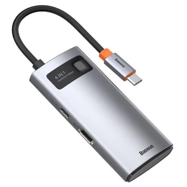 هاب 4 پورت بیسوس Baseus Metal Gleam 4 in 1 Multifunctional Type-C HUB CAHUB-CY0G توان 100 وات