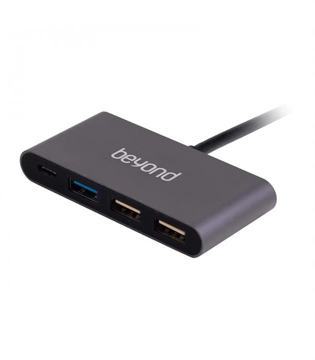 هاب 4 پورت Type C به USB 3.0 - 2.0 همراه آداپتور با قابلیت PD بیاند BA-404 Beyond  BA404 USB Type C HUB, 3 PortPower Delivery