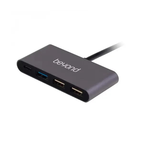 هاب 4 پورت Type C به USB 3.0 - 2.0 همراه آداپتور با قابلیت PD بیاند BA-404 Beyond BA404 USB Type C HUB, 3 PortPower Delivery