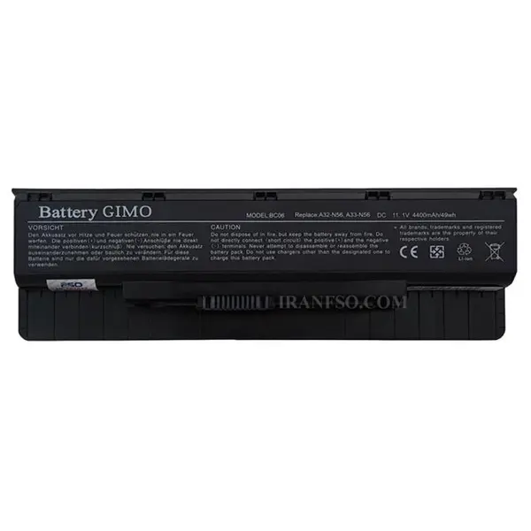 باتری لپ تاپ 6 سلولی برای لپ تاپ ایسوس N56 Battery Asus N56 6cell Original Black