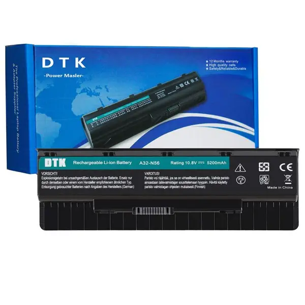 باتری لپ تاپ ایسوس 6 سلولی N56/N46/N76 DTK 6 Cells 10.8V 5200mAh Laptop Battery Replacement for ASUS A31-N56 A32-N56 A33-N56 A32-N46 N46 N56 N76 R503C Series