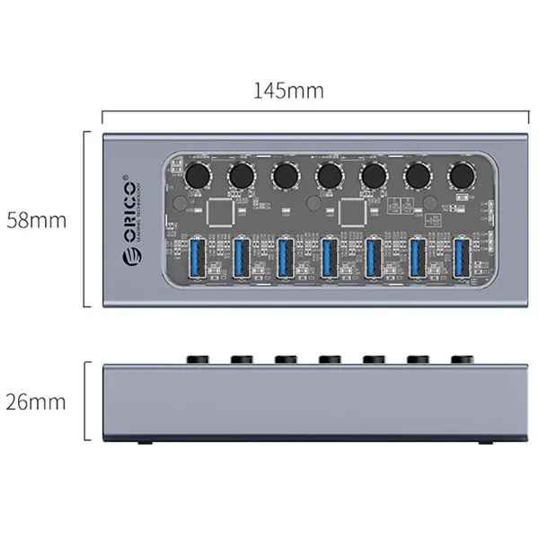 هاب 7پورت USB3.0 کلیددار ORICO AT2U3-7AB - 4