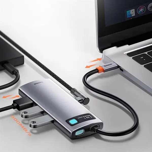 هاب Baseus Metal Gleam Series WKWG020013 Type-C To USB3.0/HDMI/Type-C PD