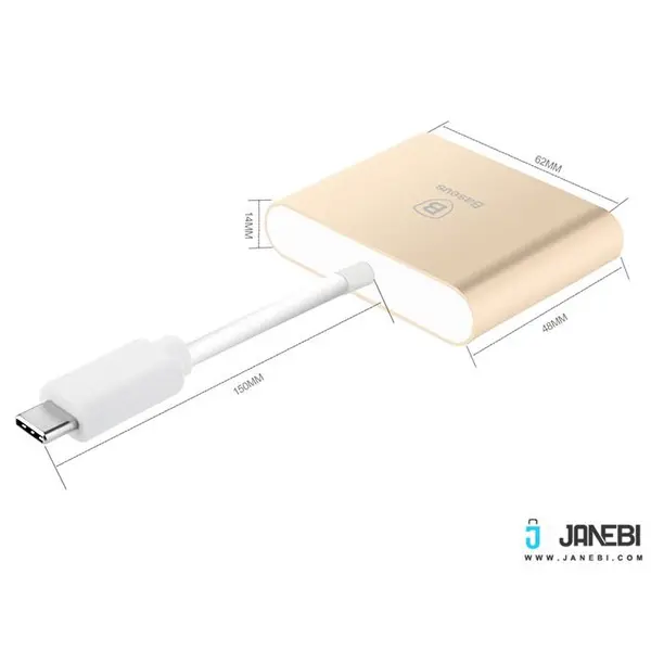هاب آداپتور تایپ سی به اچ دی ام آی بیسوس Baseus Sharp Series Type-C To HDMI+HUB Adapter For Macbook Baseus Sharp Series Type-C To HDMI+HUB Adapter For Macbook - 3