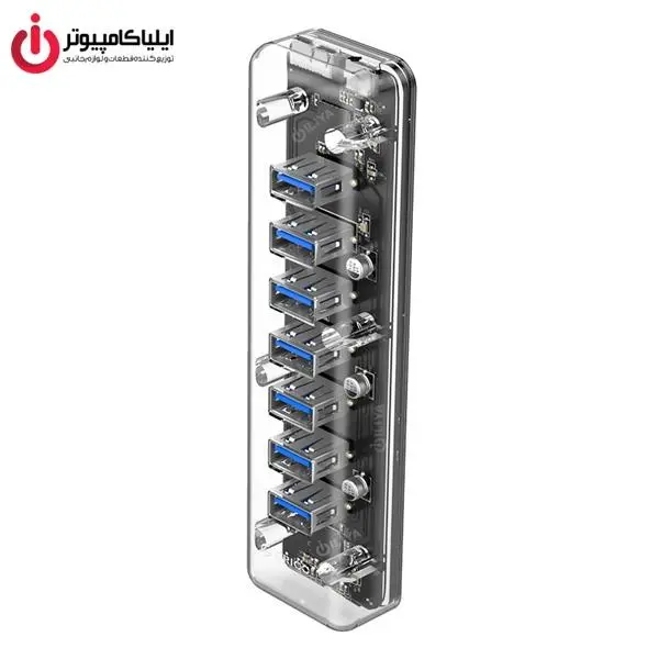 هاب هفت پورت یو اس بی شفاف رومیزی اریکو مدل F7U-U3 ORICO F7U-U3 7Port USB3.0 Transparent Clear HUB - 3