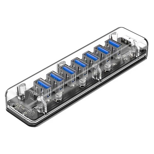 هاب هفت پورت یو اس بی شفاف رومیزی اریکو مدل F7U-U3 ORICO F7U-U3 7Port USB3.0 Transparent Clear HUB - 5