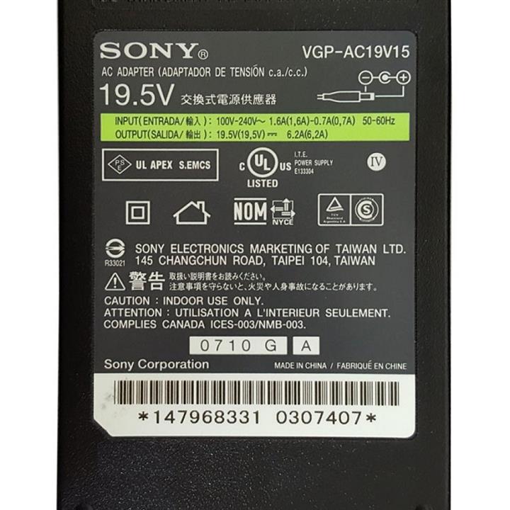 آداپتور لپ تاپ سونی مدل ۱۹.۵V ۶.۲A شارژر  سونی SONY 19.5V 6.2A ORGINAL