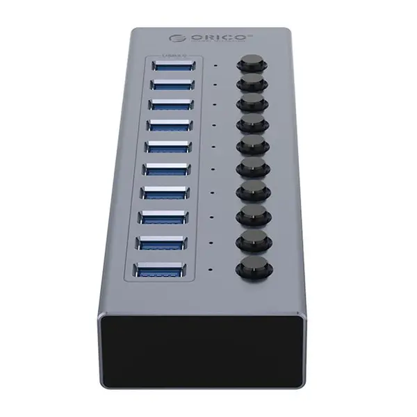 هاب USB3.0 فلزی 10 پورت ORICO BT2U3-10AB Orico BT2U310AB USB 3.0 Hub, 10 Port With Power Switch & Adapter