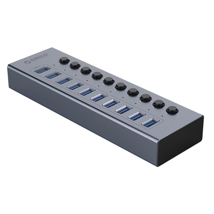 هاب USB3.0 فلزی 10 پورت ORICO BT2U3-10AB Orico  BT2U310AB USB 3.0 Hub, 10 Port With Power Switch & Adapter