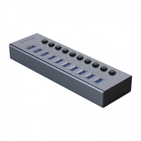 هاب USB3.0 فلزی 10 پورت ORICO BT2U3-10AB Orico  BT2U310AB USB 3.0 Hub, 10 Port With Power Switch & Adapter