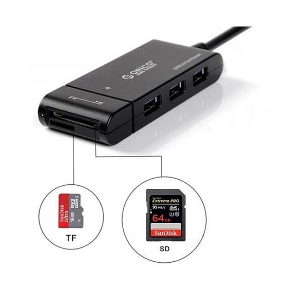 هاب USB 3.0 سه پورت همراه با کارت خوان اوریکو مدل H32TS-U3 Orico H32TS-U3 3-Port USB 3.0 Hub with Card Reader