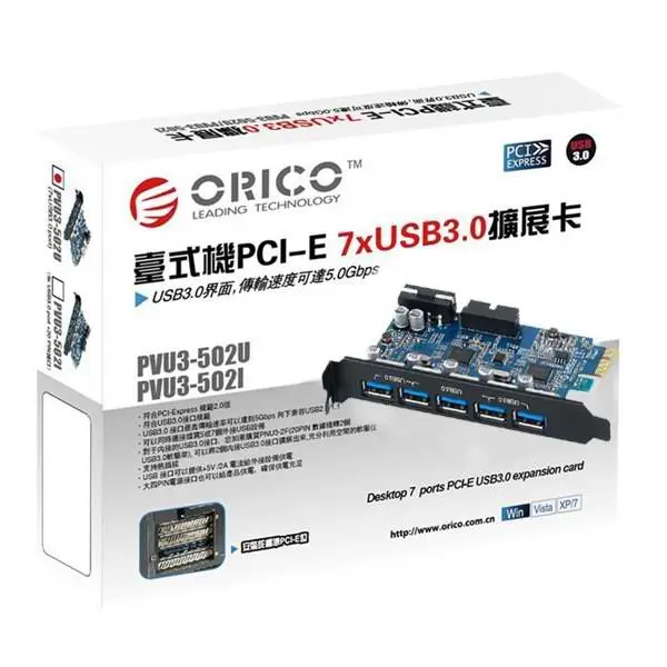 هاب USB3.0 پنج پورت PCI اوریکو مدل PVU3-5O2I Orico 5Port USB 3.0 PCI Express Card PVU3-5O2I - 3