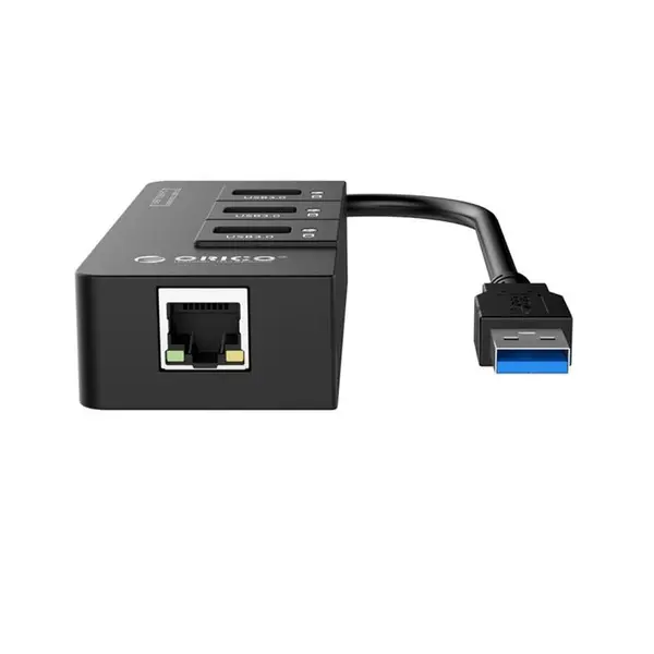 هاب USB 3.0 سه پورت همراه با پورت RJ45 اوریکو مدل HR01-U3 Orico HR01-U3 3-Port USB 3.0 Hub with RJ45 Port