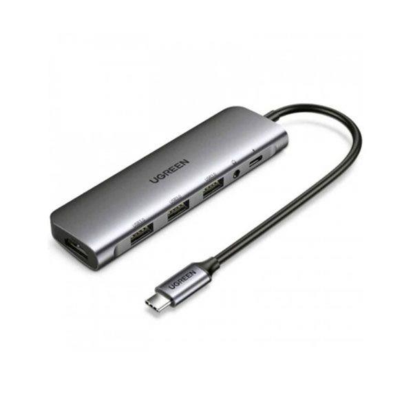 هاب یوگرین USB-C To HDMI 3*USB 3.0 A  AUX3.5mm PD Power مدل CM136 کد80132