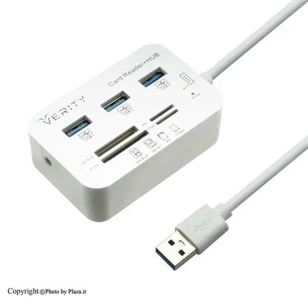 هاب چند کاره USB به USB 3.0 / SD card / MS card / M2 card / TF card وریتی مدل H408 Verity H408 USB 3.0 High Speed 3Port Hub