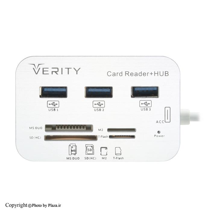 هاب چند کاره USB به USB 3.0 / SD card / MS card / M2 card / TF card وریتی مدل H408 Verity H408 USB 3.0 High Speed 3Port Hub