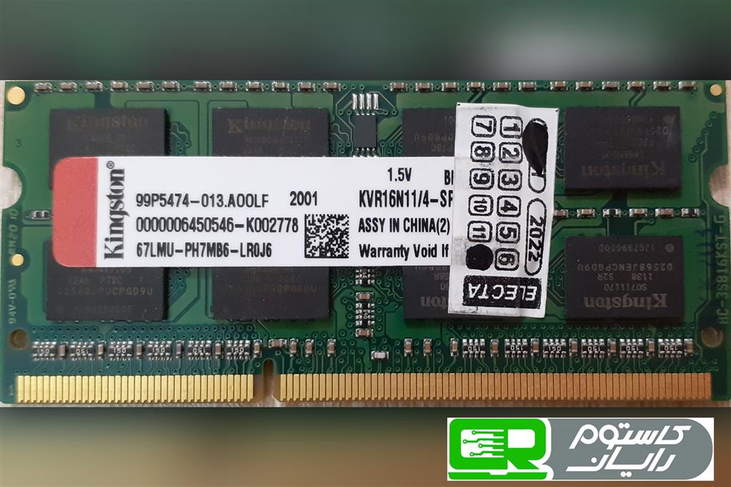 رم لپ تاپ کینگستون مدل 12800 DDR3 1600MHz ظرفیت 4 گیگابایت -