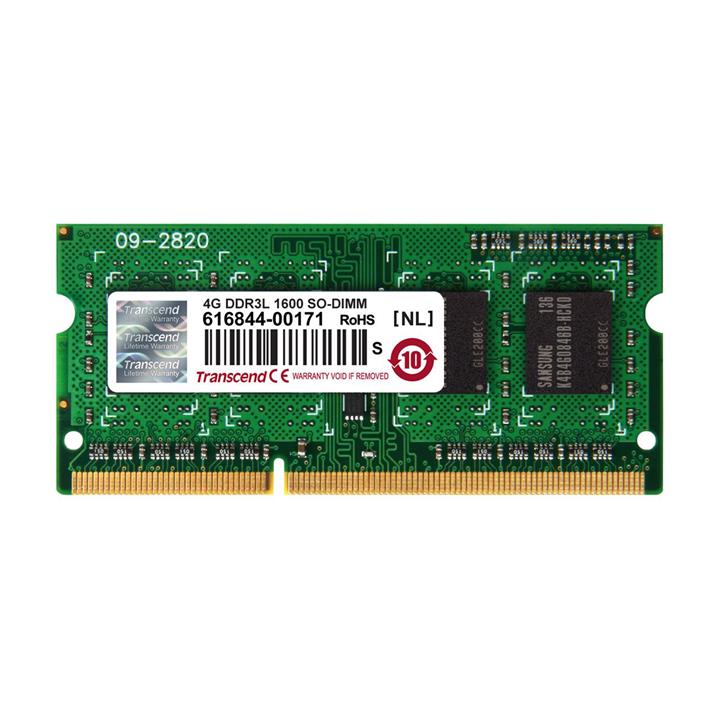 رم لپ تاپ ترنسند مدل 1600 DDR3L PC3L 12800S MHz ظرفیت 4 گیگابایت Transcend DDR3L PC3L 12800s MHz 1600 RAM 4GB