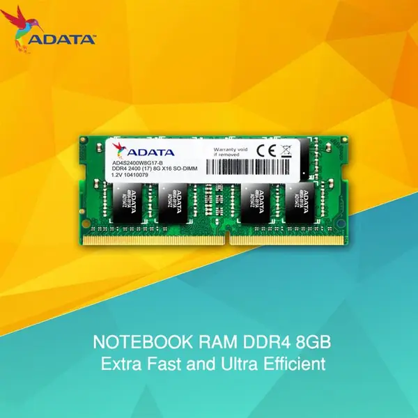 رم لپ تاپ ای دیتا با فرکانس 2400 مگاهرتز و حافظه 8 گیگابایت ADATA PC4-19200 DDR4 8GB 2400MHz SODIMM Laptop Memory
