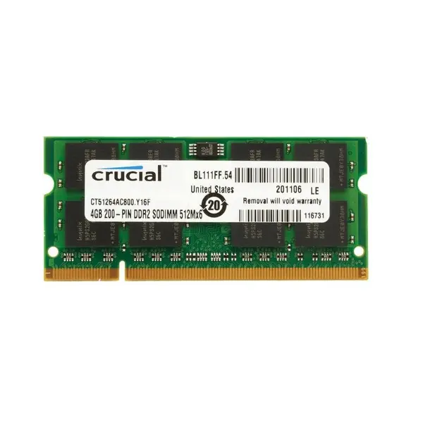رم لپ تاپ کروشیال 2 گیگابایت با فرکانس 800 مگاهرتز PC2-6400s 2GB DDR2 800Mhz CL6 SO-DIMM Laptop Memory - 2
