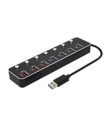 هاب 4 پورت USB 3.0 کلید دار با 3 پورت شارژ همراه آداپتور کی نت K-HUAMH107