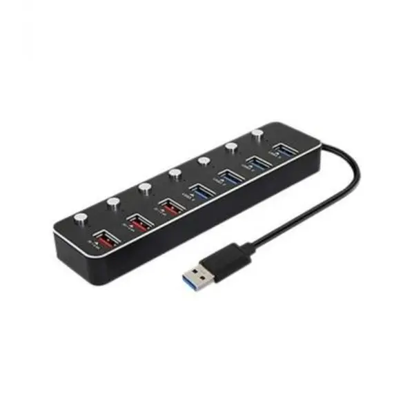 هاب 4 پورت USB 3.0 کلید دار با 3 پورت شارژ همراه آداپتور کی نت K-HUAMH107