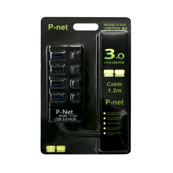 هاب 4 پورتUSB3.0 پی-نت مدل P-218 P-net P-218 4-Port USB3.0 Hub - 2