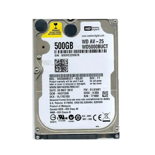 هارد دیسک لپ تاپ وسترن دیجیتال، ظرفیت 500 گیگابایت Western Digital WD500BUCT NoteBook Hard Drive 500GB