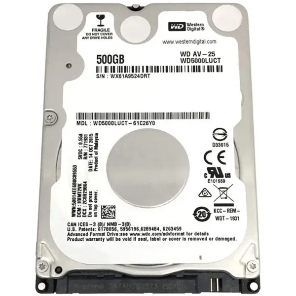 هارد دیسک لپ تاپ وسترن دیجیتال ظرفیت 500 گیگابایت Western Digital 500GB Blue WD5000BPVT NoteBook Hard Drive