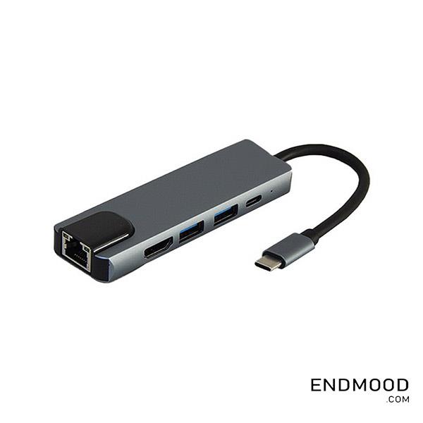 هاب 5 پورت تایپ C به USB 3.0 کی نت K-MFCMS505