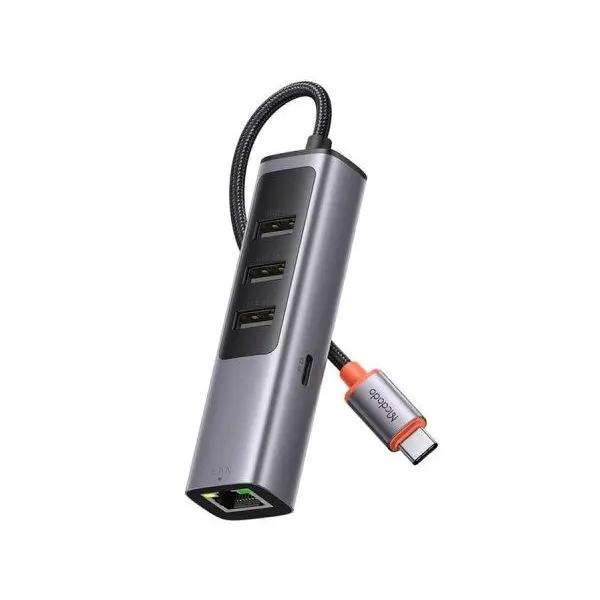 هاب تایپ‌سی با 5 پورت مک‌دودو MCDODO USB-C USB3.0x3+PD100WxRJ45 HU-111
