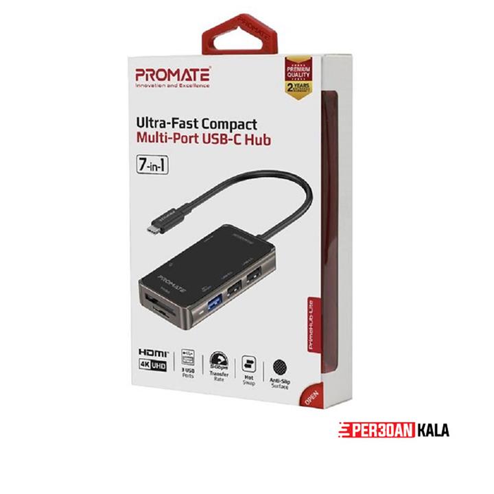 هاب 7 پورت پرومیت promate USB-C Hub, 7-in-1 Multi-Port Adapter promate USB-C Hub, 7-in-1 Multi-Port Adapter