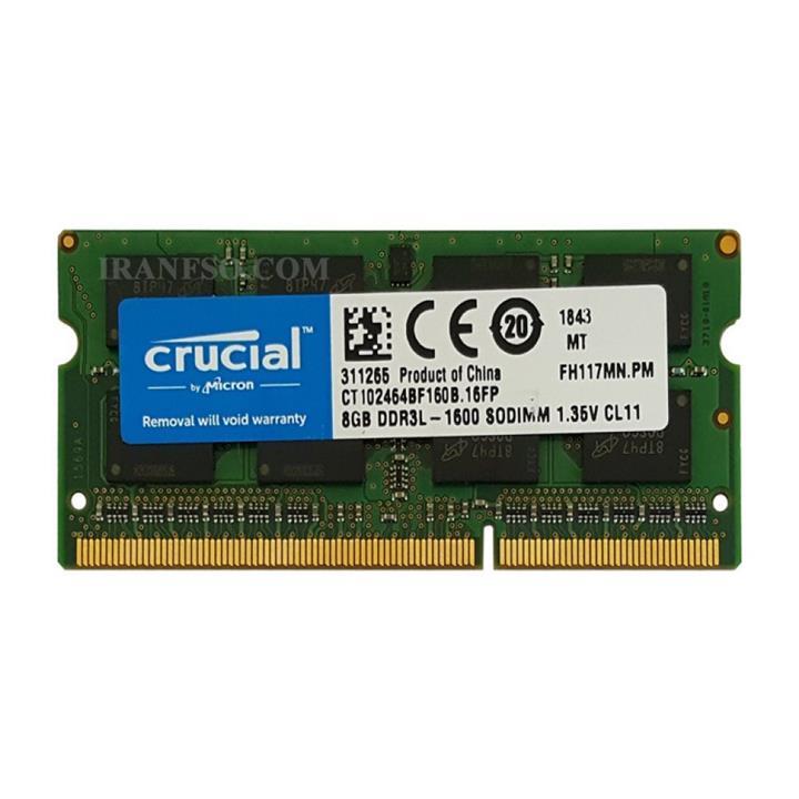 رم لپ تاپ کروشیال 8 گیگابایت با فرکانس 1600 مگاهرتز Crucial PC3L-12800 8GB DDR3L 1600MHz CL11 Notebook Ram