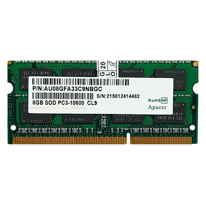 رم لپ تاپ اپیسر 8 گیگابایت DDR3 با فرکانس 1333 مگاهرتز Apacer RAM 8GB DDR3 1333MHz PC3-10600 CL9 Laptop Memory