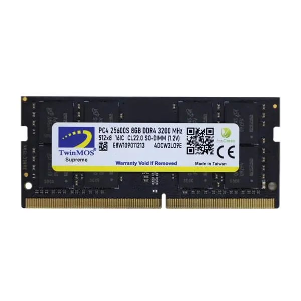 حافظه رم لپ تاپ توین موس مدل 8GB DDR4 3200Mhz TwinMOS PC4-25600 8GB DDR4 3200MHz Desktop Ram