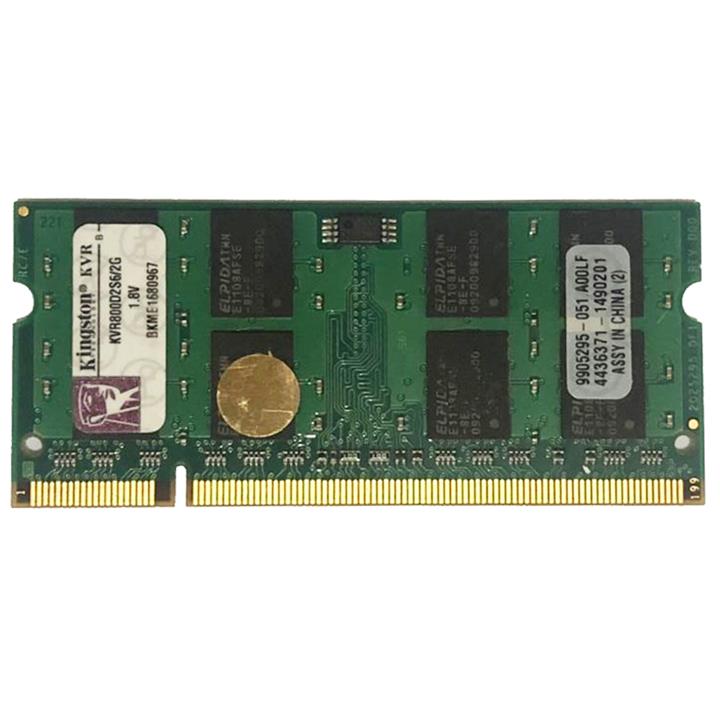 رم لپ تاپ DDR2 تک کاناله 800 مگاهرتز CL6 کینگستون مدل KVR800D2S6/2G ظرفیت 2 گیگابایت -