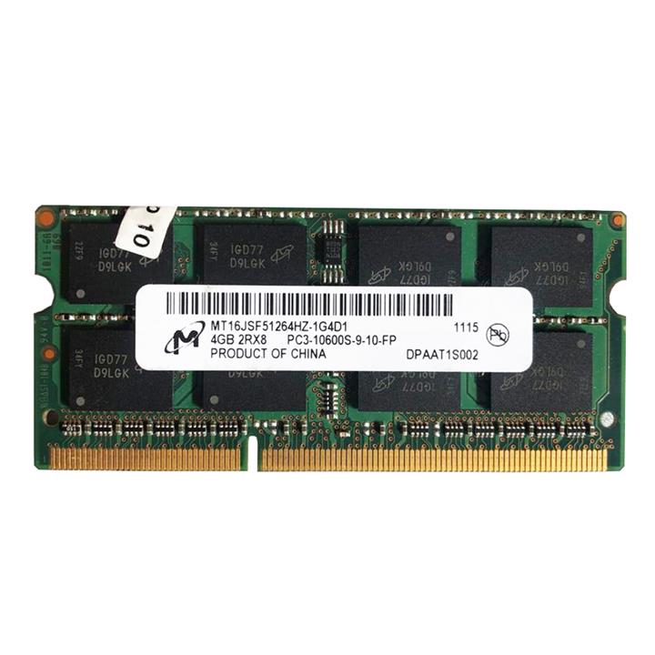رم لپ تاپ DDR3 تک کاناله 1333 مگاهرتز CL9 میکرون مدل MT16JSF51264HZ-1G4D1-PC3-10600S-9-10-FP ظرفیت 4 گیگابایت -