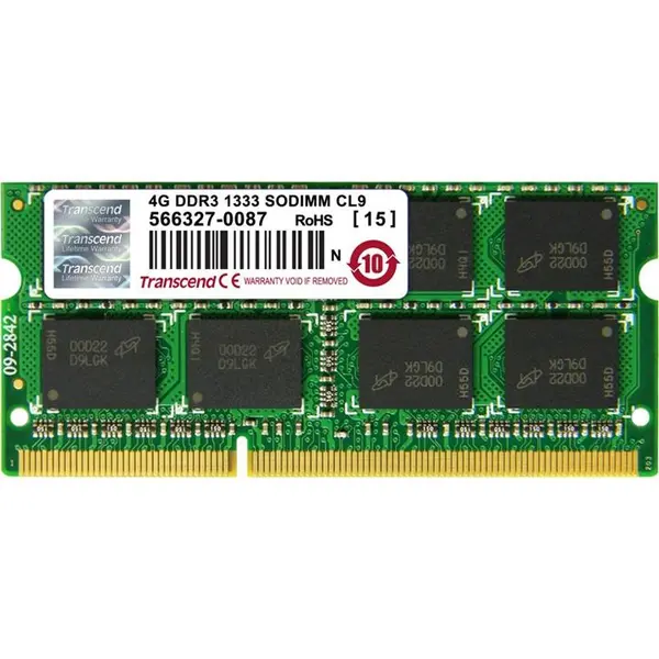 رم لپ تاپ ترنسند مدل DDR3 1333 Mhz SODIMM ظرفیت 4 گیگابایت Transcend DDR3 1333 MHz SODIMM RAM - 4GB