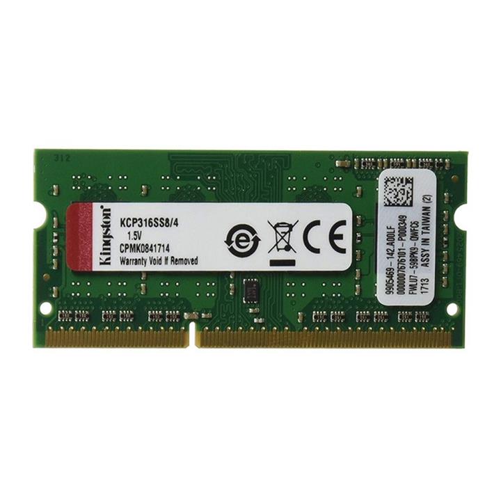 رم لپ تاپ DDR3 تک کاناله 1600 مگاهرتز CL11 کینگستون مدل KCP316SS8-PC3 12800 ظرفیت 4 گیگابایت -